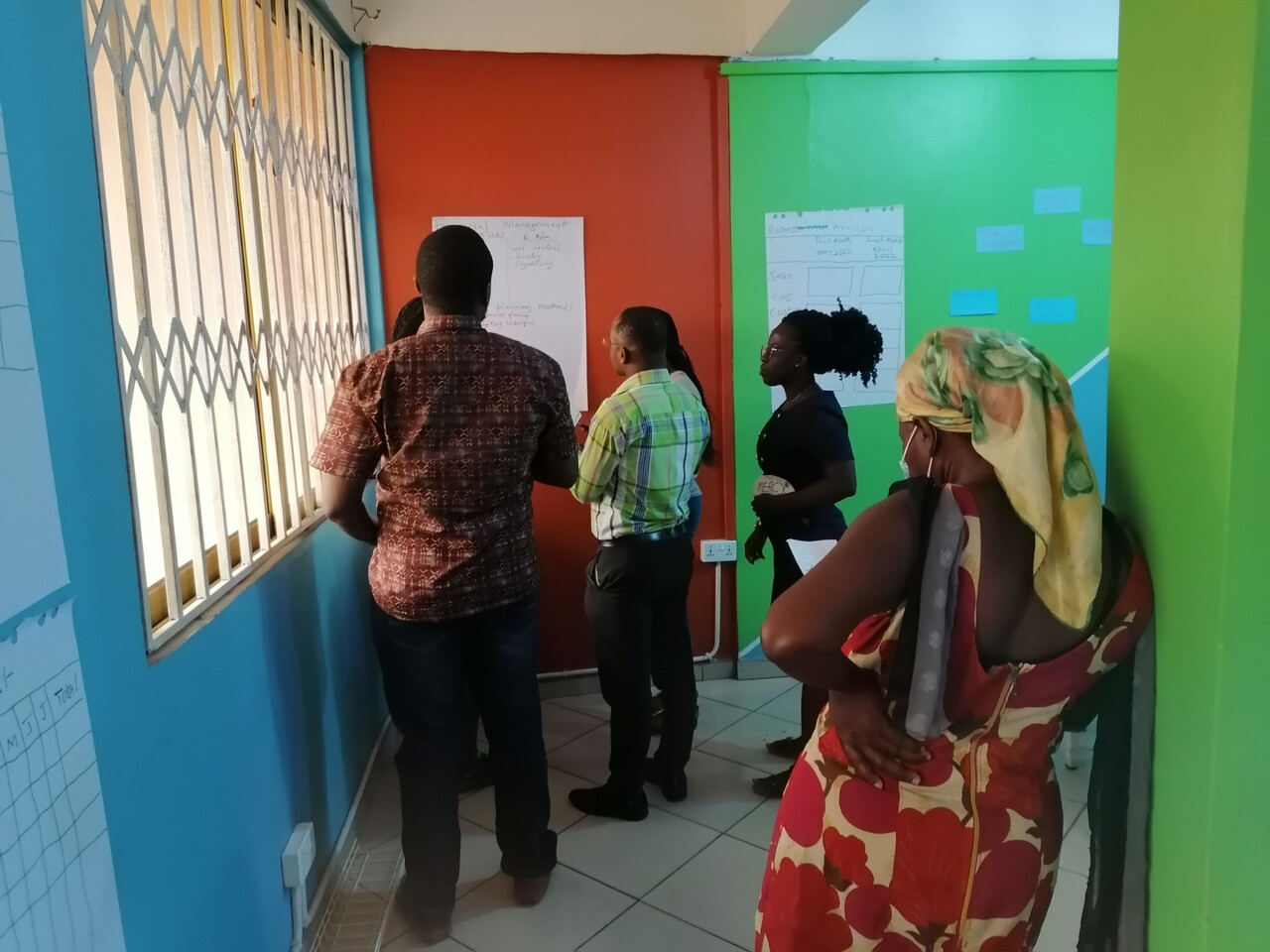 Group of participants working on an activity together