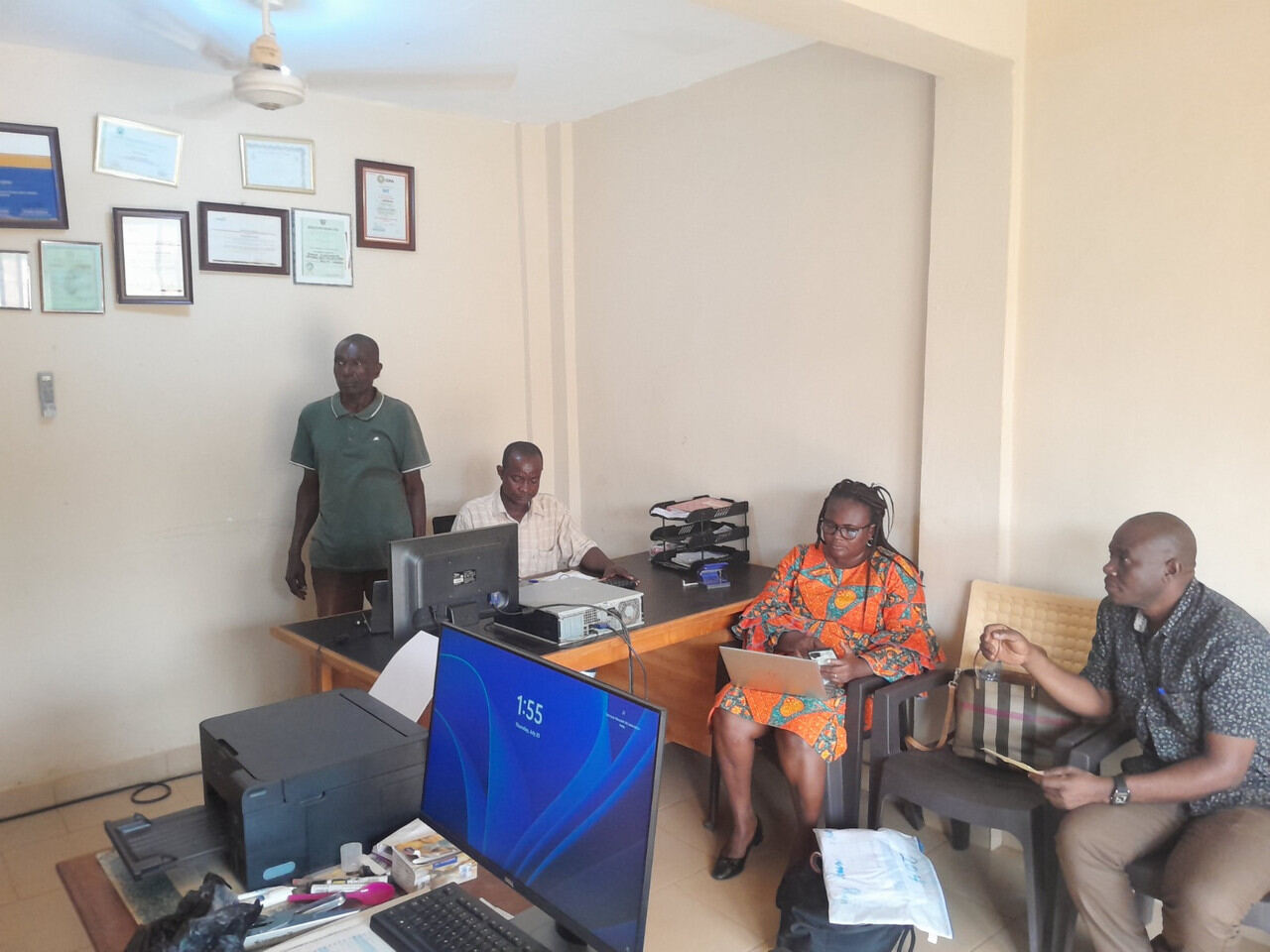 Team working together in an office