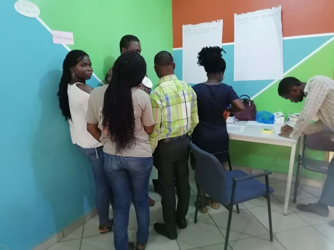 Participants contributing during a participatory workshop