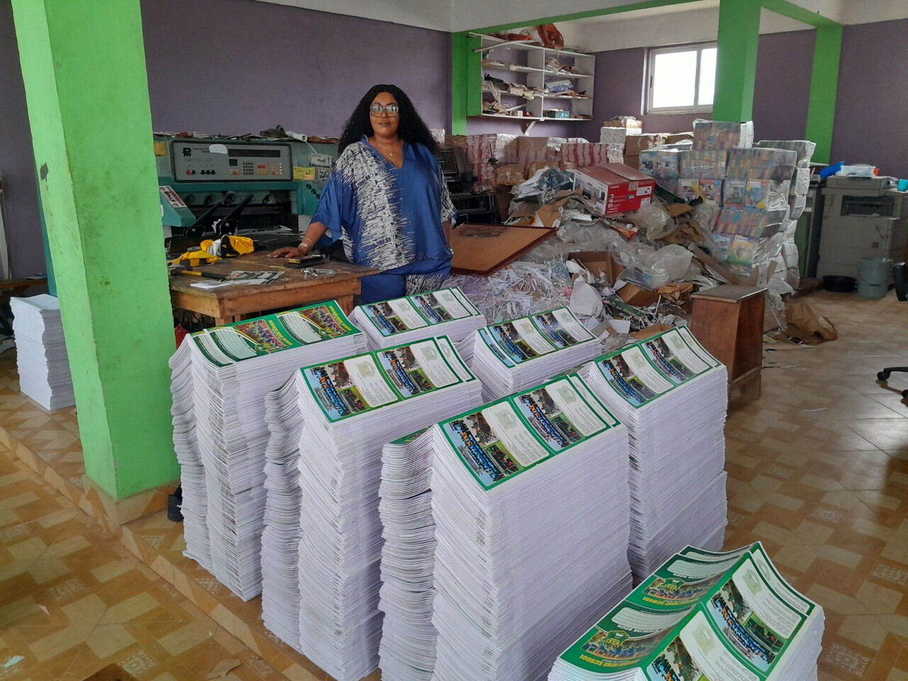 Printed training materials laid out on a table