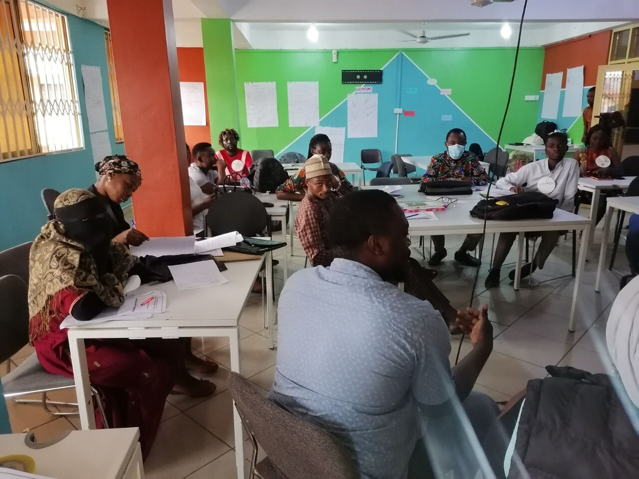 Small group in discussion during a workshop